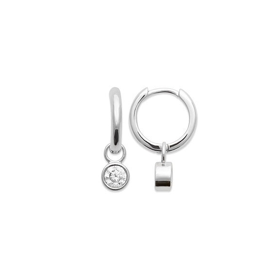 Mini-créoles pampilles Joy en argent rhodié et zirconium  - Bijouterie La Petite Française