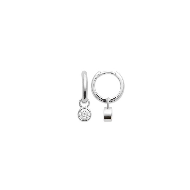 Mini-créoles pampilles Joy en argent rhodié et zirconium - Bijouterie La Petite Française Mini-créoles pampilles Joy en argent rhodié et zirconium - Bijouterie La Petite Française
