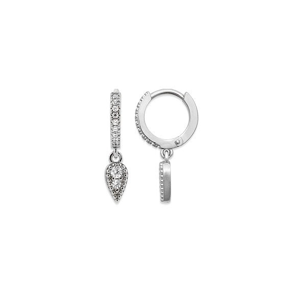 Mini-créoles pampilles Juliette en argent rhodié et zirconium  - Bijouterie La Petite Française