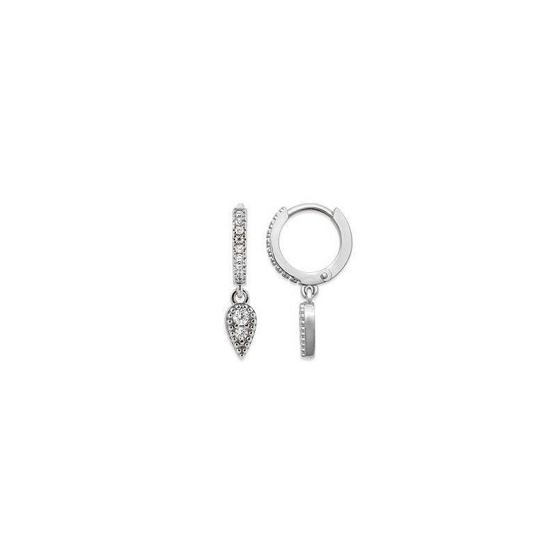 Mini-créoles pampilles Juliette en argent rhodié et zirconium - Bijouterie La Petite Française Mini-créoles pampilles Juliette en argent rhodié et zirconium - Bijouterie La Petite Française