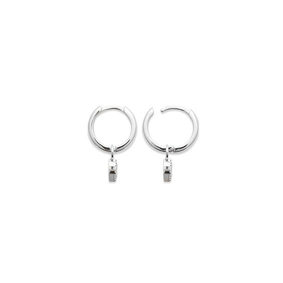 Mini-créoles pampilles étoile en argent rhodié et zirconium  - Bijouterie La Petite Française