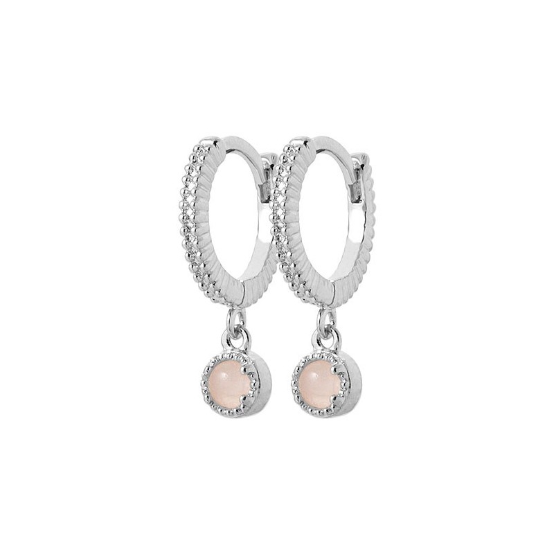 Mini-créoles pampilles Quartz rose argent rhodié - Bijouterie La Petite Française Mini-créoles pampilles Quartz rose argent rhodié - Bijouterie La Petite Française