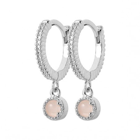 Mini-créoles pampilles Quartz rose argent rhodié  - Bijouterie La Petite Française