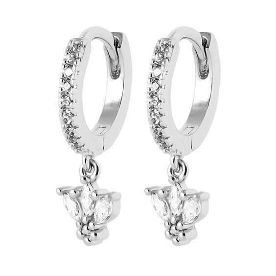 Mini-créoles pampilles Adèle en argent rhodié et ziconiums  - Bijouterie La Petite Française
