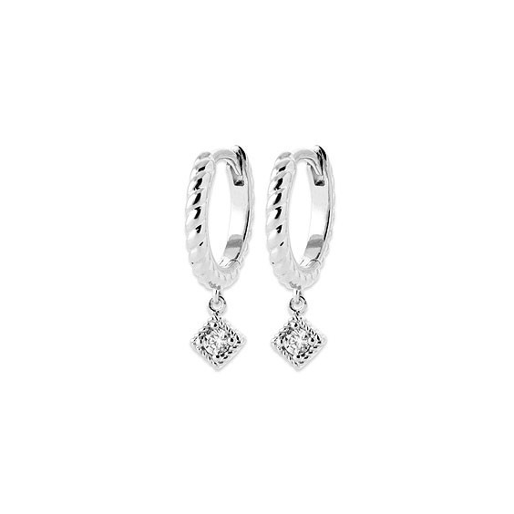 Mini-créoles pampilles Lou en argent rhodié et zirconium  - Bijouterie La Petite Française