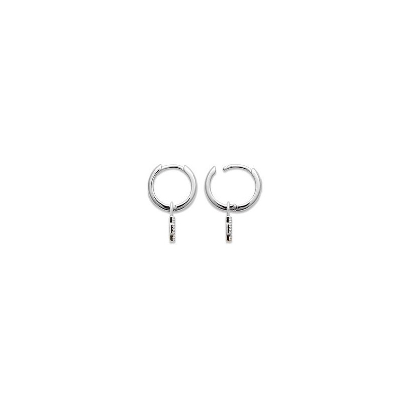 Mini-créoles pampilles croix en argent rhodié et zirconium - Bijouterie La Petite Française Mini-créoles pampilles croix en argent rhodié et zirconium - Bijouterie La Petite Française
