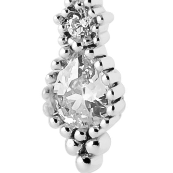 Mini-créoles pampilles Hannah en argent rhodié et zirconium  - Bijouterie La Petite Française