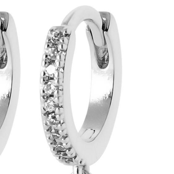 Mini-créoles pampilles Bianca en argent rhodié et zirconium  - Bijouterie La Petite Française
