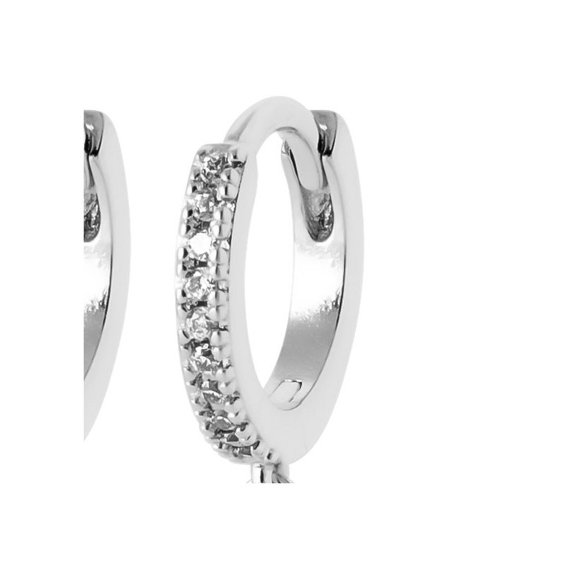 Mini-créoles pampilles Bianca en argent rhodié et zirconium - Bijouterie La Petite Française Mini-créoles pampilles Bianca en argent rhodié et zirconium - Bijouterie La Petite Française