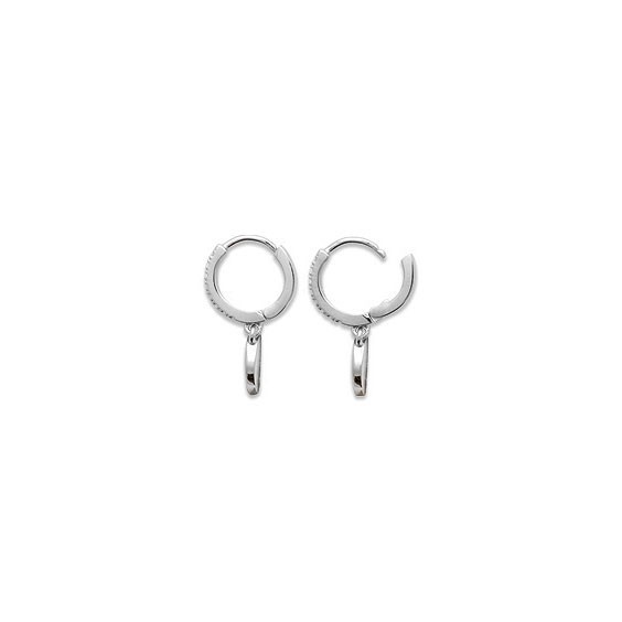 Mini-créoles pampilles Stella en argent rhodié et zirconium  - Bijouterie La Petite Française