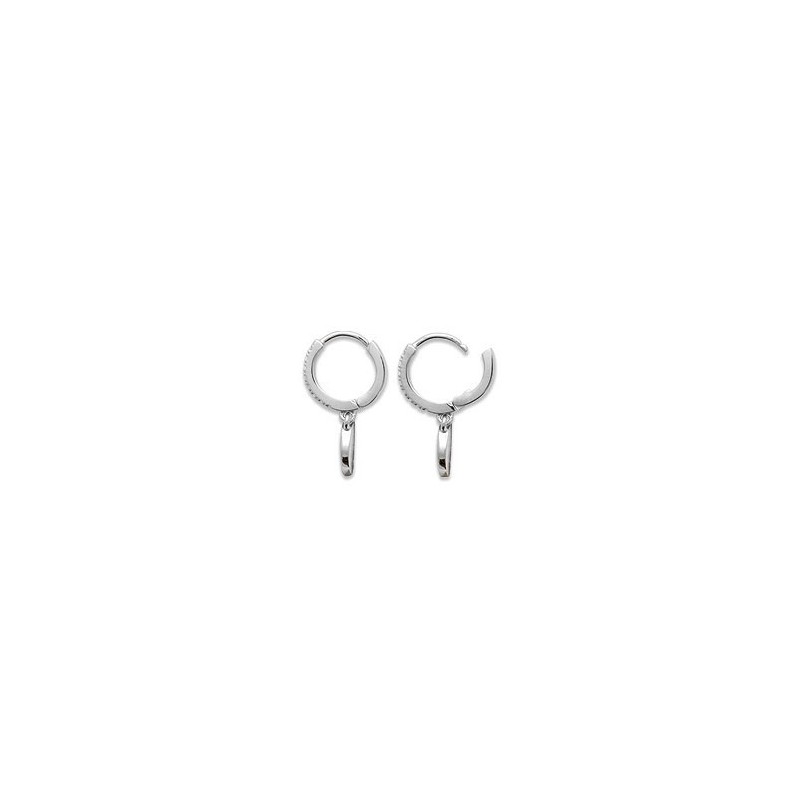 Mini-créoles pampilles Stella en argent rhodié et zirconium  - Bijouterie La Petite Française
