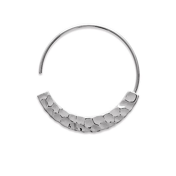 Créoles ouvertes martelées argent rhodié  - Bijouterie La Petite Française