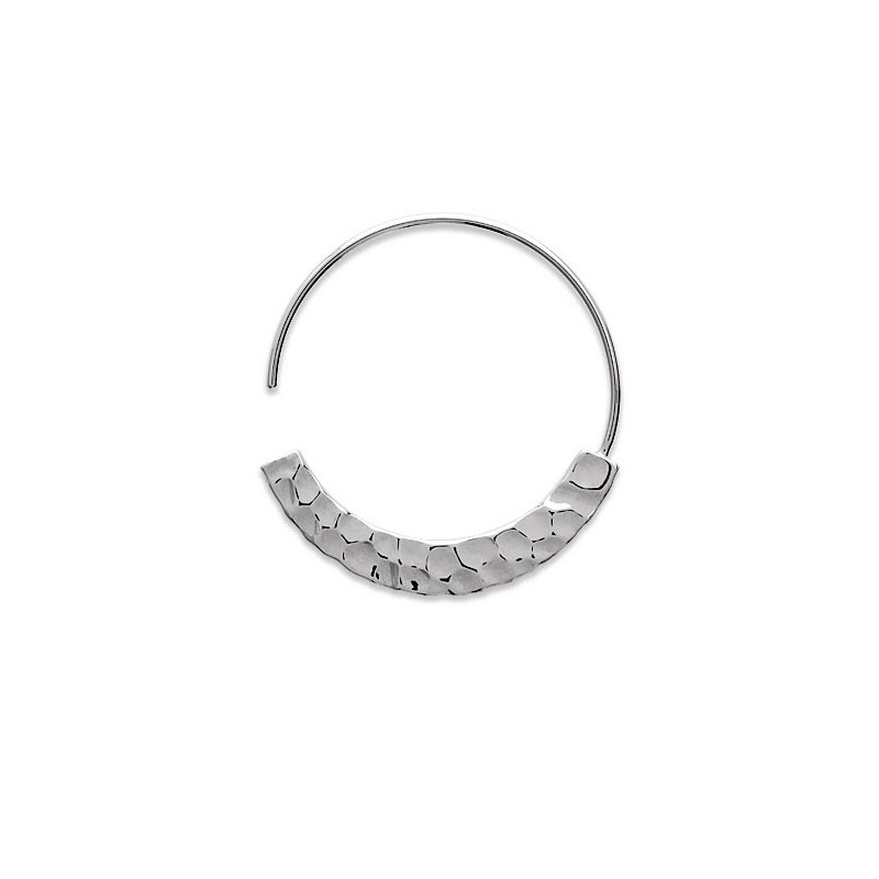 Créoles ouvertes martelées argent rhodié - Bijouterie La Petite Française Créoles ouvertes martelées argent rhodié - Bijouterie La Petite Française