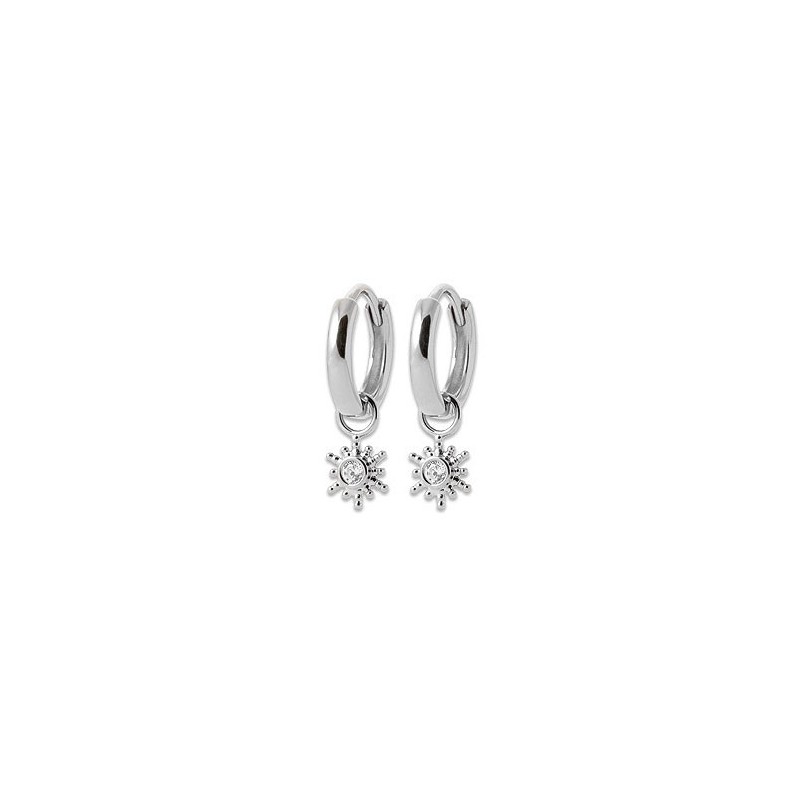 Mini-créoles pampilles soleil en argent rhodié et zirconium - Bijouterie La Petite Française Mini-créoles pampilles soleil en argent rhodié et zirconium - Bijouterie La Petite Française