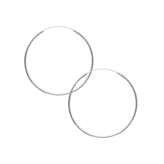 Créoles 2 mm argent rhodié- 60 mm  - Bijouterie La Petite Française