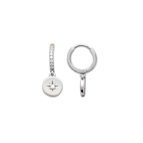 Mini-créoles pampilles Stella en argent rhodié et zirconium  - Bijouterie La Petite Française