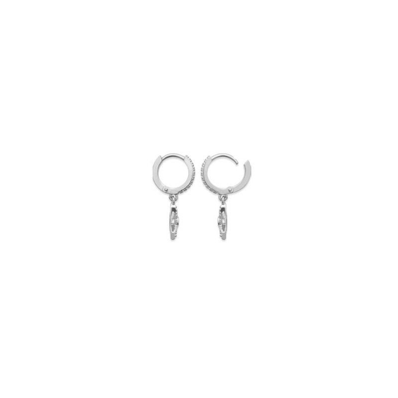 Mini-créoles pampilles étoile en argent rhodié et ziconiums - Bijouterie La Petite Française Mini-créoles pampilles étoile en argent rhodié et ziconiums - Bijouterie La Petite Française