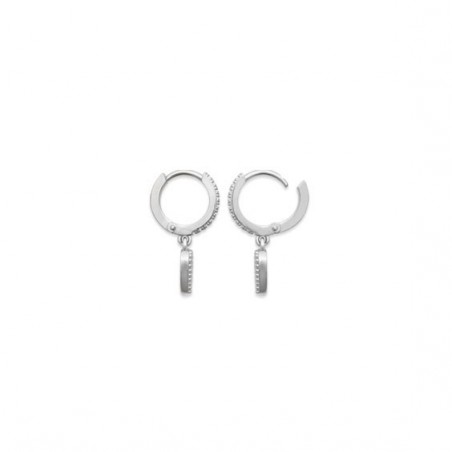 Mini-créoles pampilles Juliette en argent rhodié et zirconium  - Bijouterie La Petite Française