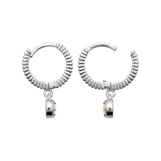 Mini-créoles pampilles Quartz rose argent rhodié  - Bijouterie La Petite Française
