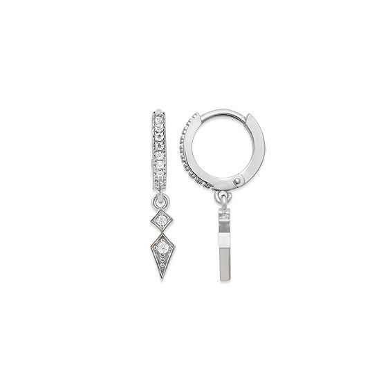Mini-créoles pampilles Lili en argent rhodié et zirconium  - Bijouterie La Petite Française