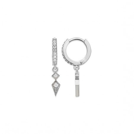 Mini-créoles pampilles Lili en argent rhodié et zirconium  - Bijouterie La Petite Française