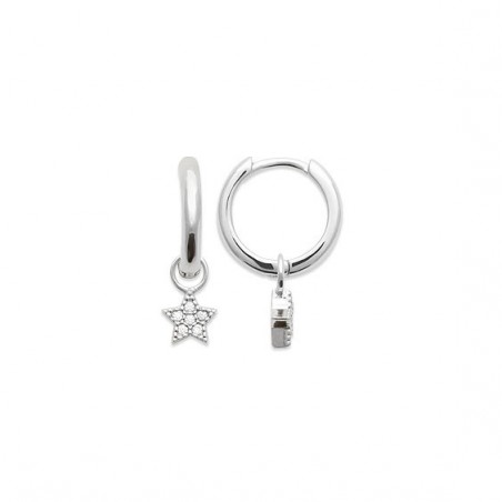 Mini-créoles pampilles étoile en argent rhodié et zirconium 