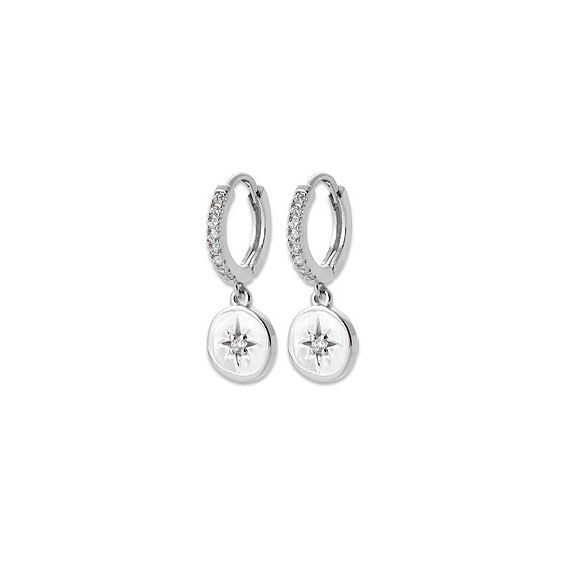 Mini-créoles pampilles Stella en argent rhodié et zirconium 
