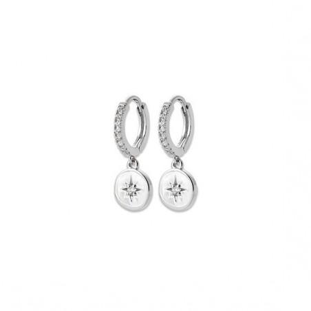 Mini-créoles pampilles Stella en argent rhodié et zirconium 