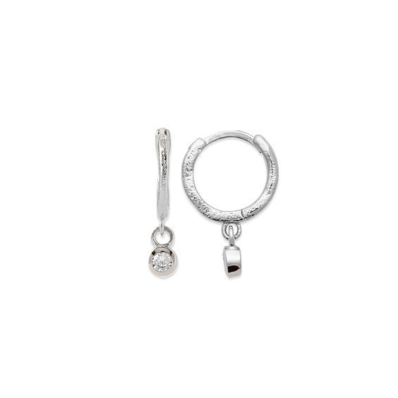 Mini-créoles pampilles Luna en argent rhodié et zirconium 