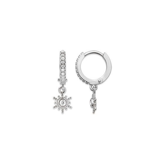 Mini-créoles pampilles soleil en argent rhodié et zirconium  - Bijouterie La Petite Française