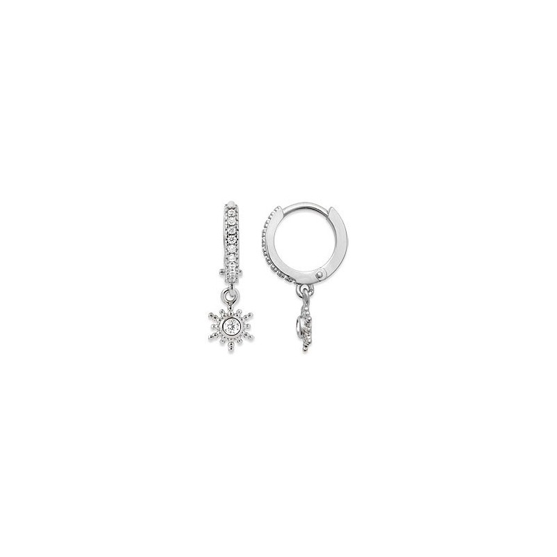 Mini-créoles pampilles soleil en argent rhodié et zirconium - Bijouterie La Petite Française Mini-créoles pampilles soleil en argent rhodié et zirconium - Bijouterie La Petite Française