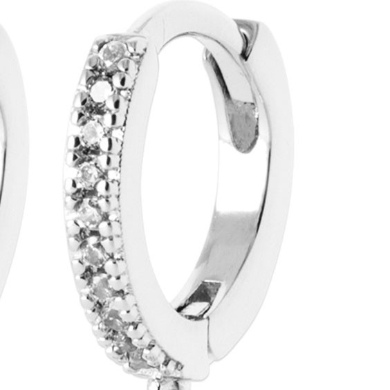 Mini-créoles pampilles Louanne en argent rhodié et zirconium  - Bijouterie La Petite Française