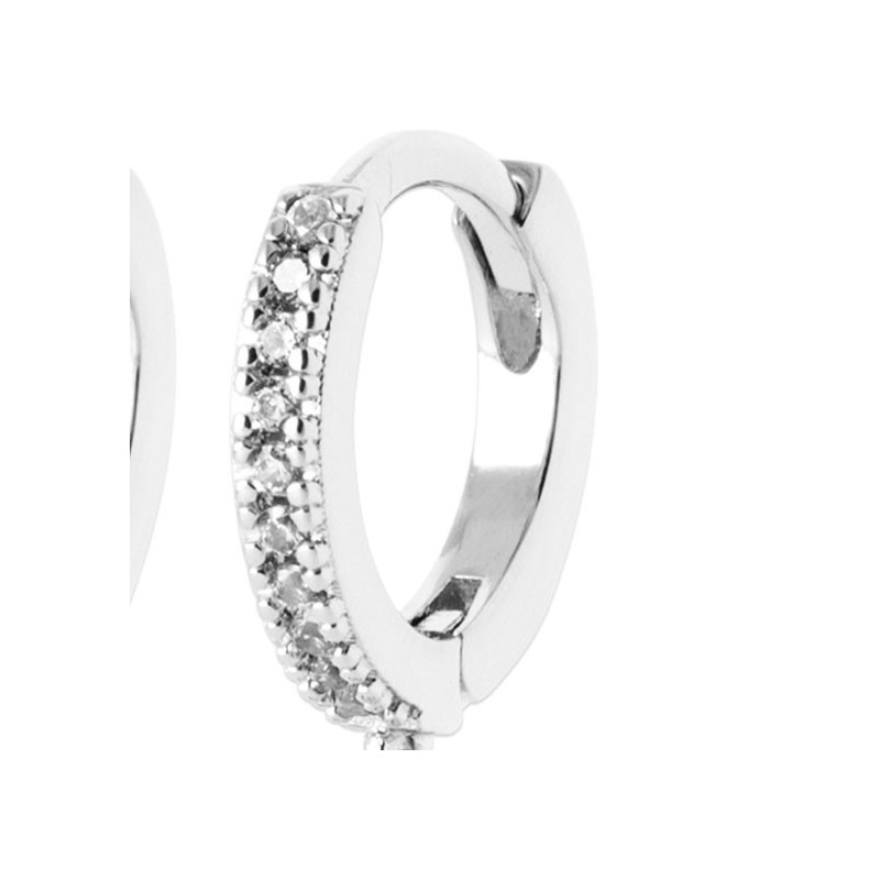 Mini-créoles pampilles Louanne en argent rhodié et zirconium - Bijouterie La Petite Française Mini-créoles pampilles Louanne en argent rhodié et zirconium - Bijouterie La Petite Française