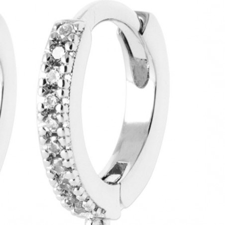Mini-créoles pampilles Louanne en argent rhodié et zirconium  - Bijouterie La Petite Française