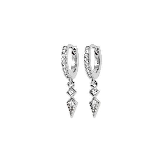 Mini-créoles pampilles Lili en argent rhodié et zirconium 