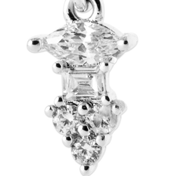 Mini-créoles pampilles Louanne en argent rhodié et zirconium  - Bijouterie La Petite Française