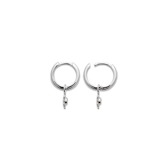 Mini-créoles pampilles soleil en argent rhodié et zirconium 