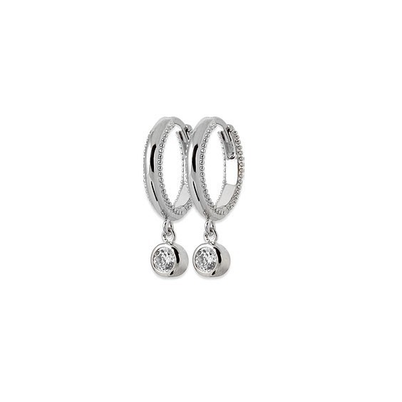 Mini-créoles pampilles Margaux en argent rhodié et zirconium  - Bijouterie La Petite Française