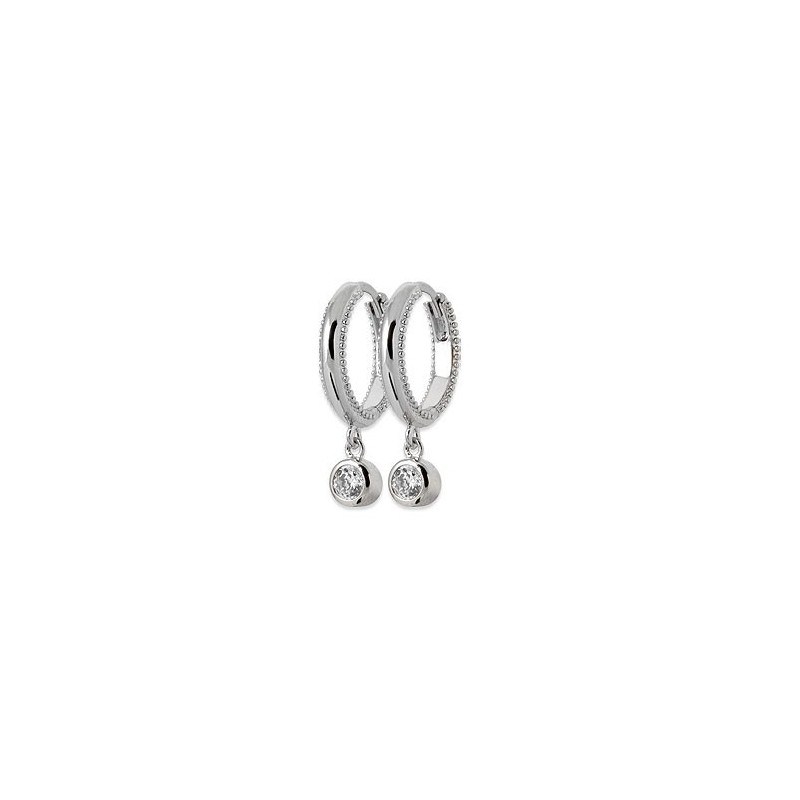 Mini-créoles pampilles Margaux en argent rhodié et zirconium - Bijouterie La Petite Française Mini-créoles pampilles Margaux en argent rhodié et zirconium - Bijouterie La Petite Française
