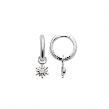 Mini-créoles pampilles soleil en argent rhodié et zirconium 