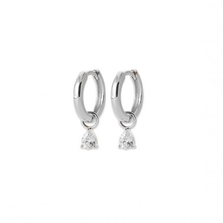 Mini-créoles pampilles Ava en argent rhodié et zirconium  - Bijouterie La Petite Française