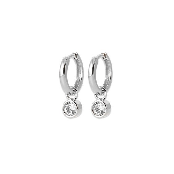 Mini-créoles pampilles Joy en argent rhodié et zirconium 