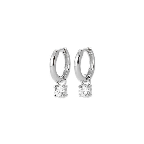 Mini-créoles pampilles Louison en argent rhodié et zirconium 