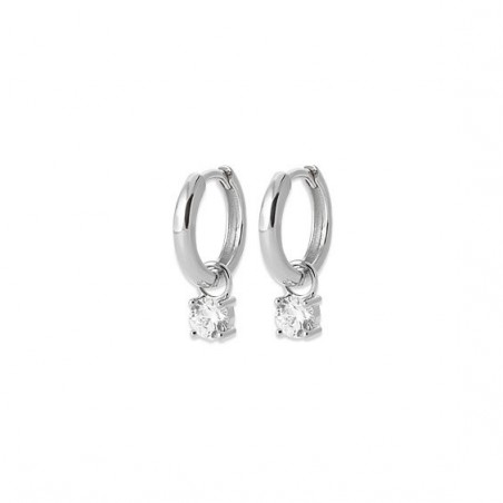 Mini-créoles pampilles Louison en argent rhodié et zirconium 