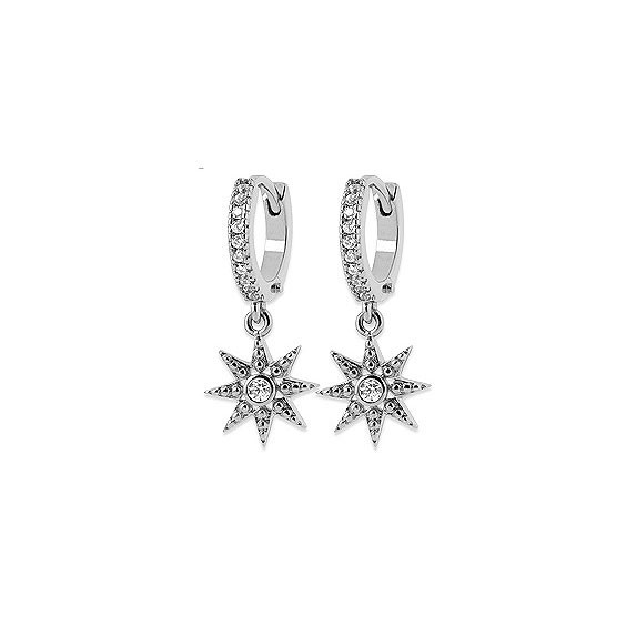 Mini-créoles pampilles étoile en argent rhodié et ziconiums 