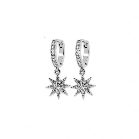 Mini-créoles pampilles étoile en argent rhodié et ziconiums 
