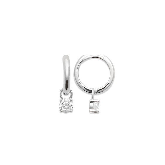 Mini-créoles pampilles Louison en argent rhodié et zirconium 