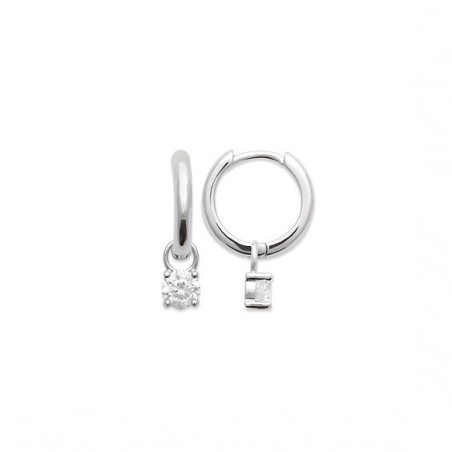 Mini-créoles pampilles Louison en argent rhodié et zirconium 