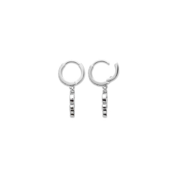 Mini-créoles pampilles serpent en argent rhodié et zirconium 