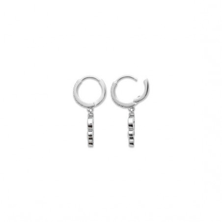 Mini-créoles pampilles serpent en argent rhodié et zirconium 
